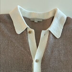 Onia Taupe and Ivory Knit Cardigan